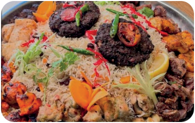 Mix-Platter-Rice,-BBQ-With-Chapli-Kabab
